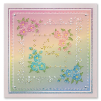Linda's Dotty Cross-Stitch Oriental Fan Layering Frame A4 Square Groovi Plate