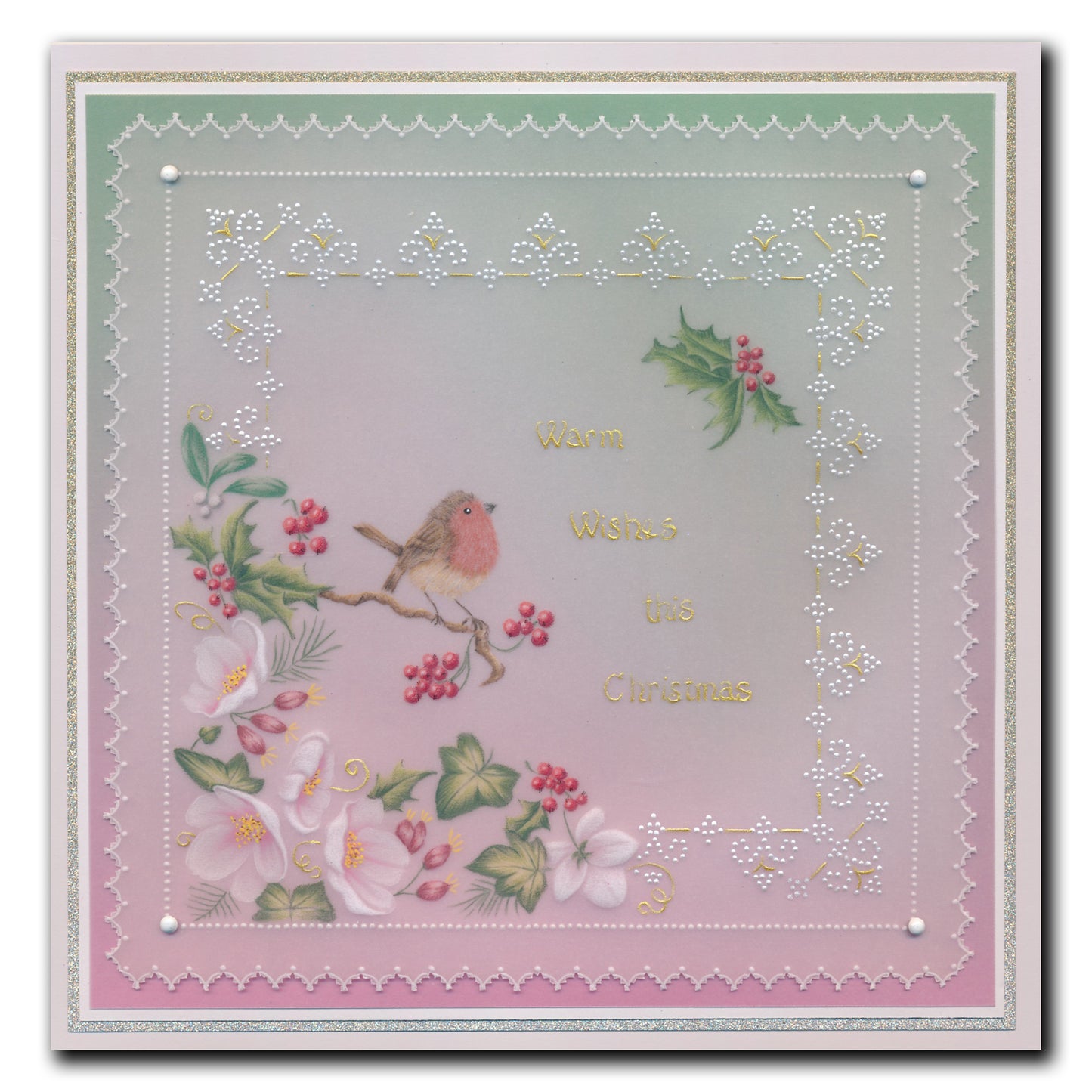 Linda's Dotty Cross-Stitch Christmas Layering Frame A4 Square Groovi Plate