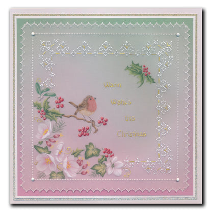 Linda's Dotty Cross-Stitch Christmas Layering Frame A4 Square Groovi Plate