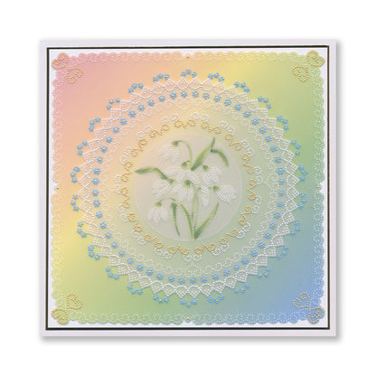 Linda's Dotty Cross-Stitch Snowdrops Layering Frame A4 Square Groovi Plate