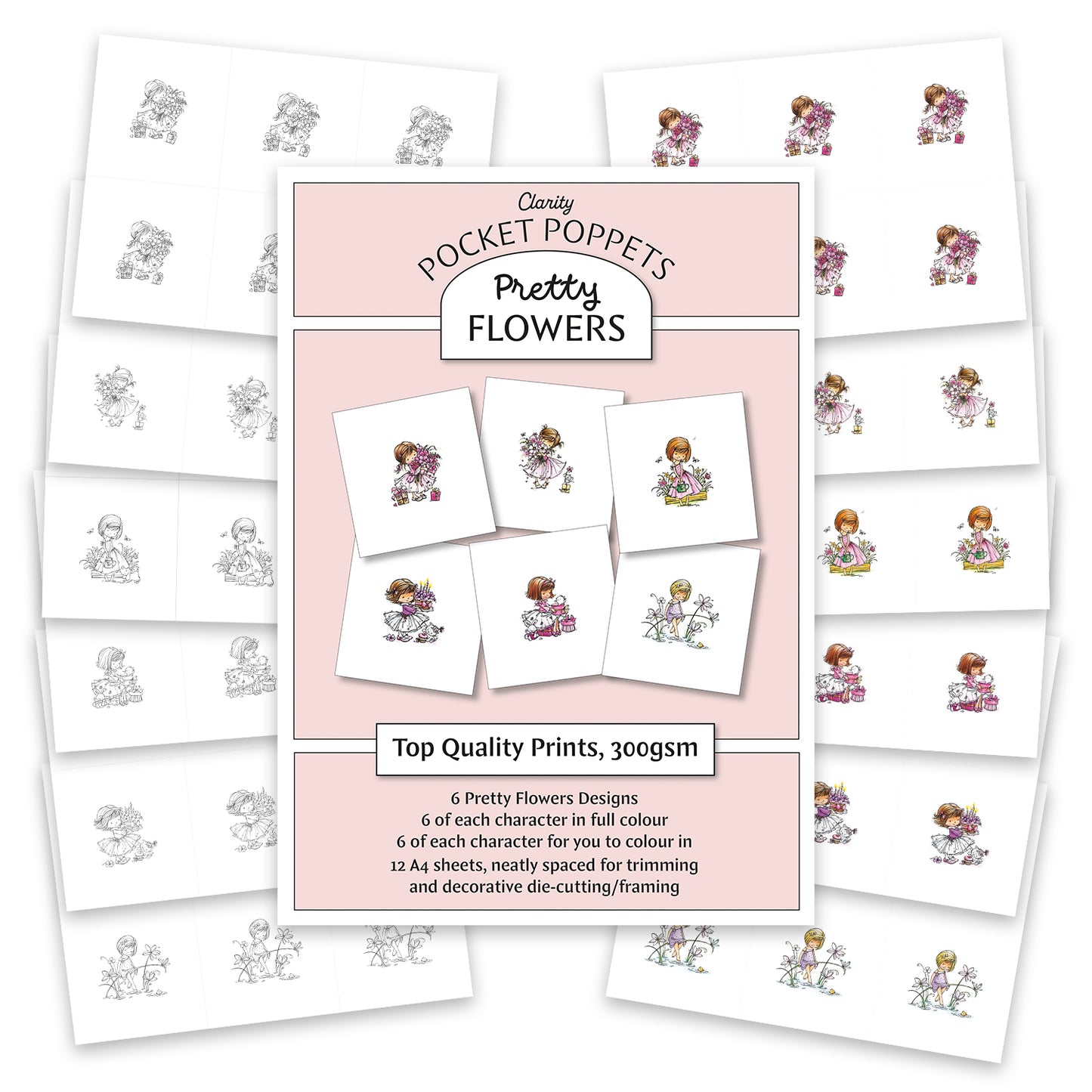 Pretty Flowers - Pocket Poppets Card Toppers