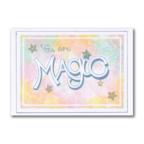 Magic - Feel Good Words - Two Way Overlay A5 Square Stamp & Mask Set