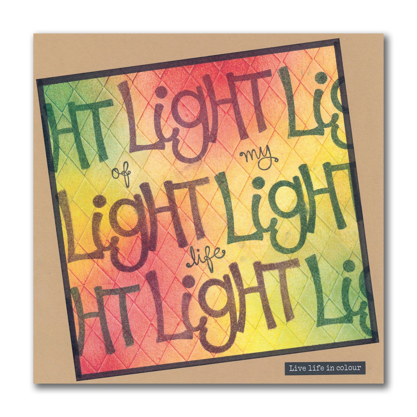 Light - Feel Good Words - Two Way Overlay A5 Square Stamp & Mask Set
