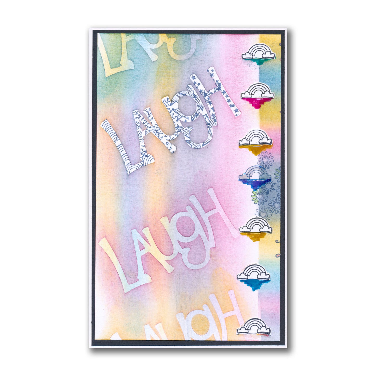 Laugh - Feel Good Words - Two Way Overlay A5 Square Stamp & Mask Set