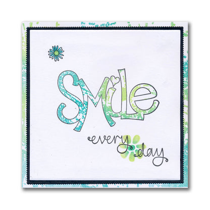 Smile - Feel Good Words - Two Way Overlay A6 Stamp & Mask Set