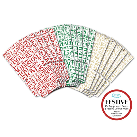 Pack of 15 Pre-Printed Boxes - Festive Colours