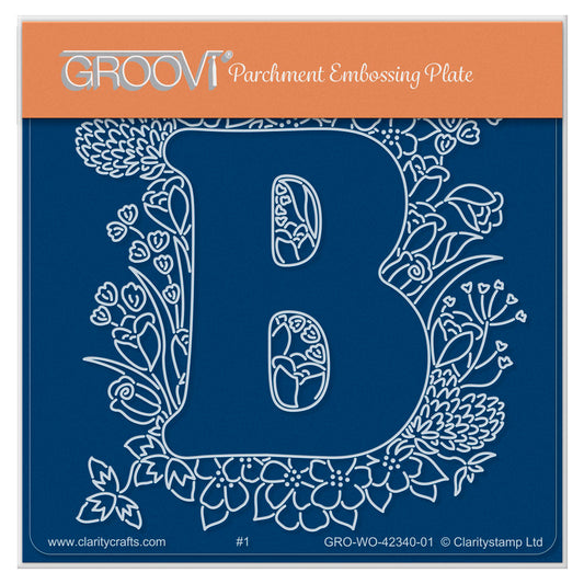 Linda's Floral Alphabet - Letter B A6 Square Groovi Plate