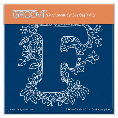 Linda's Floral Alphabet - Letter F A6 Square Groovi Plate