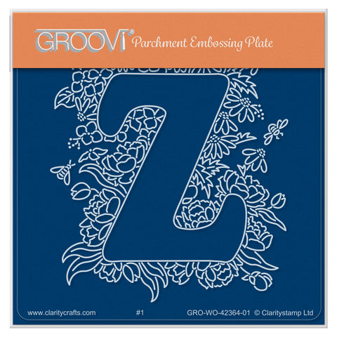 Linda's Floral Alphabet - Letter Z A6 Square Groovi Plate