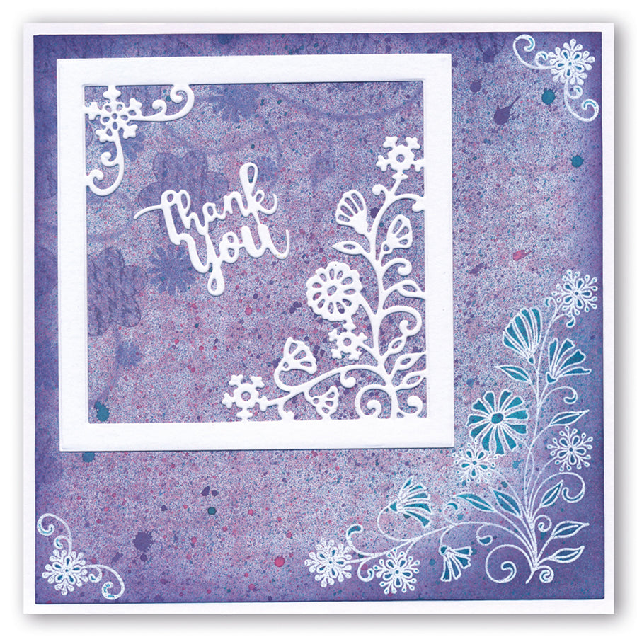 Thank You Floral Frame Clarity Fresh Cut Die