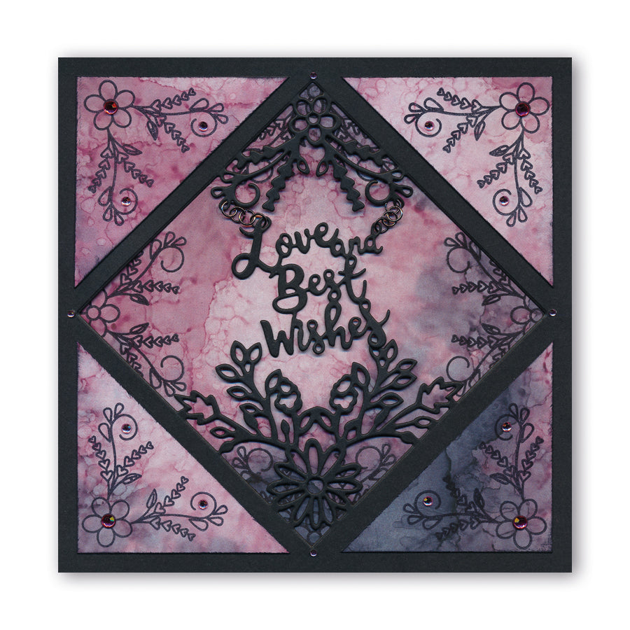Love and Best Wishes Floral Frame Clarity Fresh Cut Die