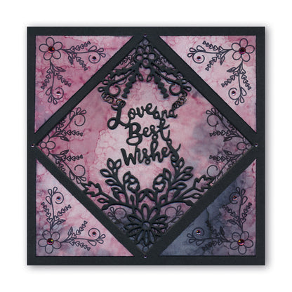 Love and Best Wishes Floral Frame Clarity Fresh Cut Die