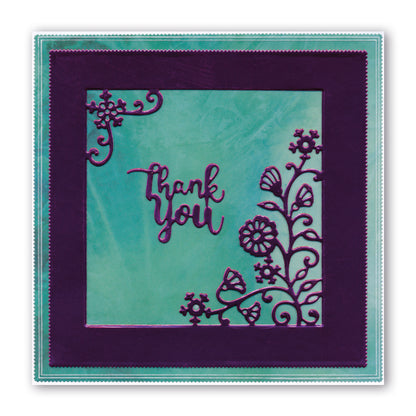 Thank You Floral Frame Clarity Fresh Cut Die