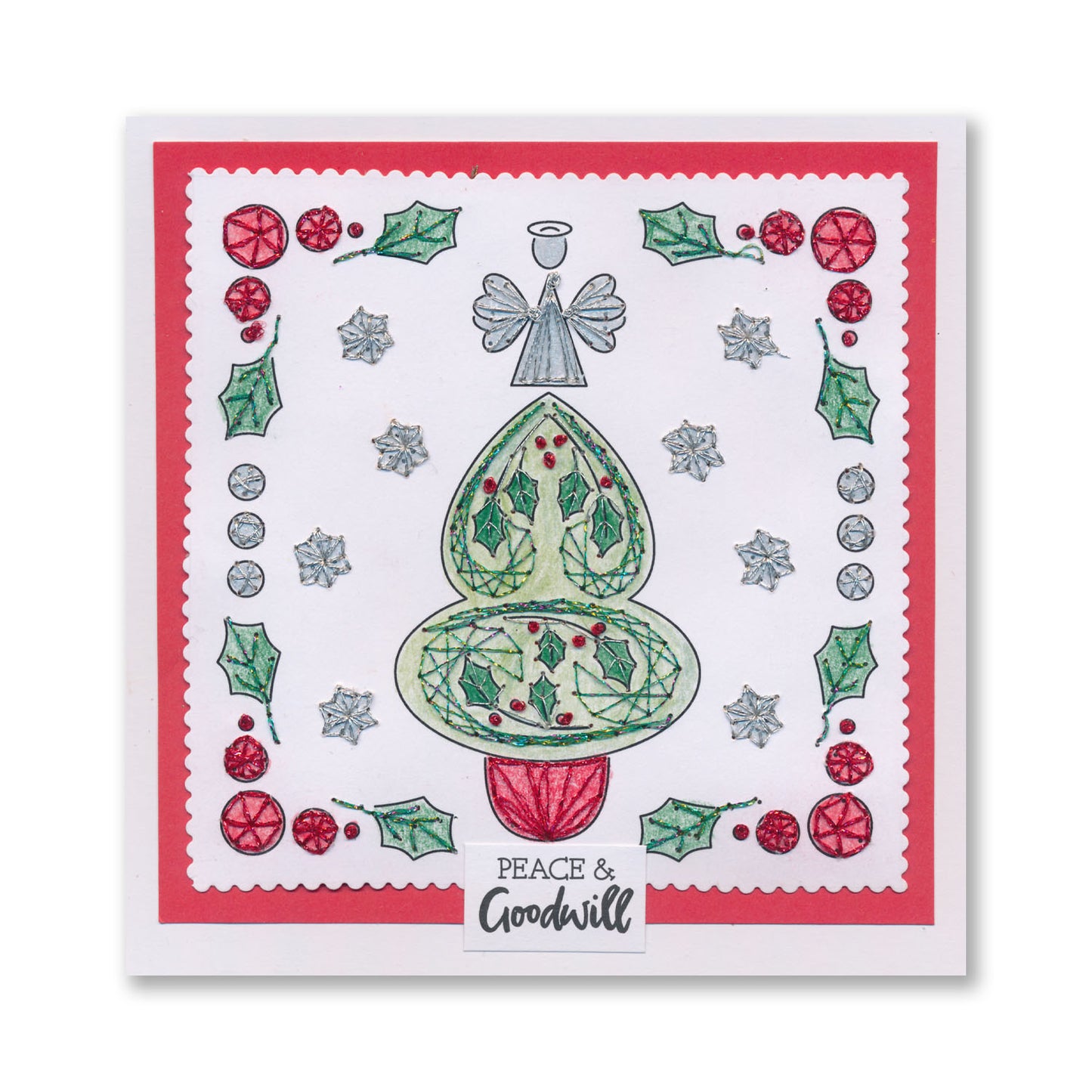 Paper Stitch by Clarity - 09 - Holly Christmas Tree Embroidery Card Pack