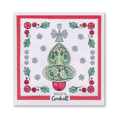 Paper Stitch by Clarity - 09 - Holly Christmas Tree Embroidery Card Pack
