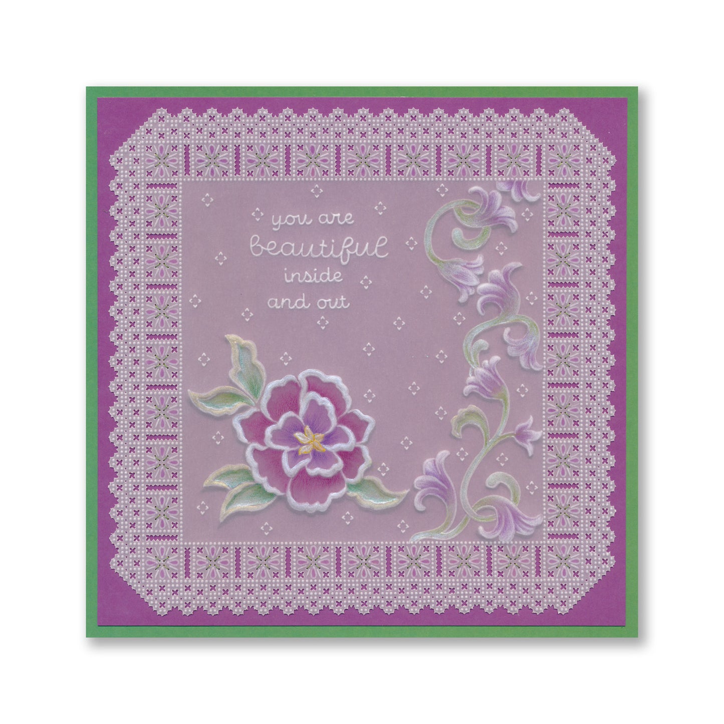Linda's Richelieu Lace You Are Beautiful A5 Square Groovi Plate