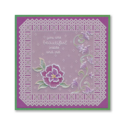 Linda's Richelieu Lace You Are Beautiful A5 Square Groovi Plate