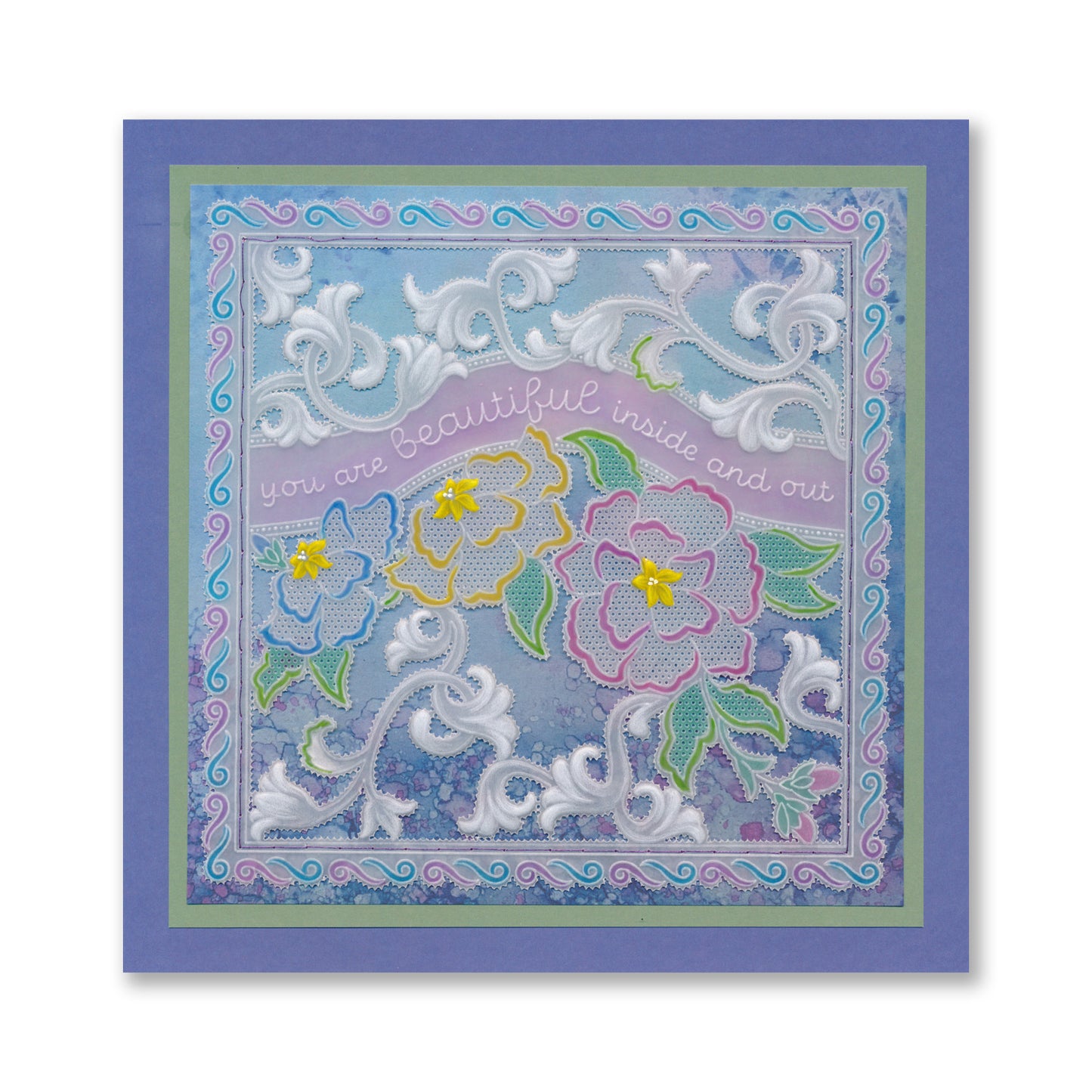 Linda's Richelieu Lace You Are Beautiful A5 Square Groovi Plate