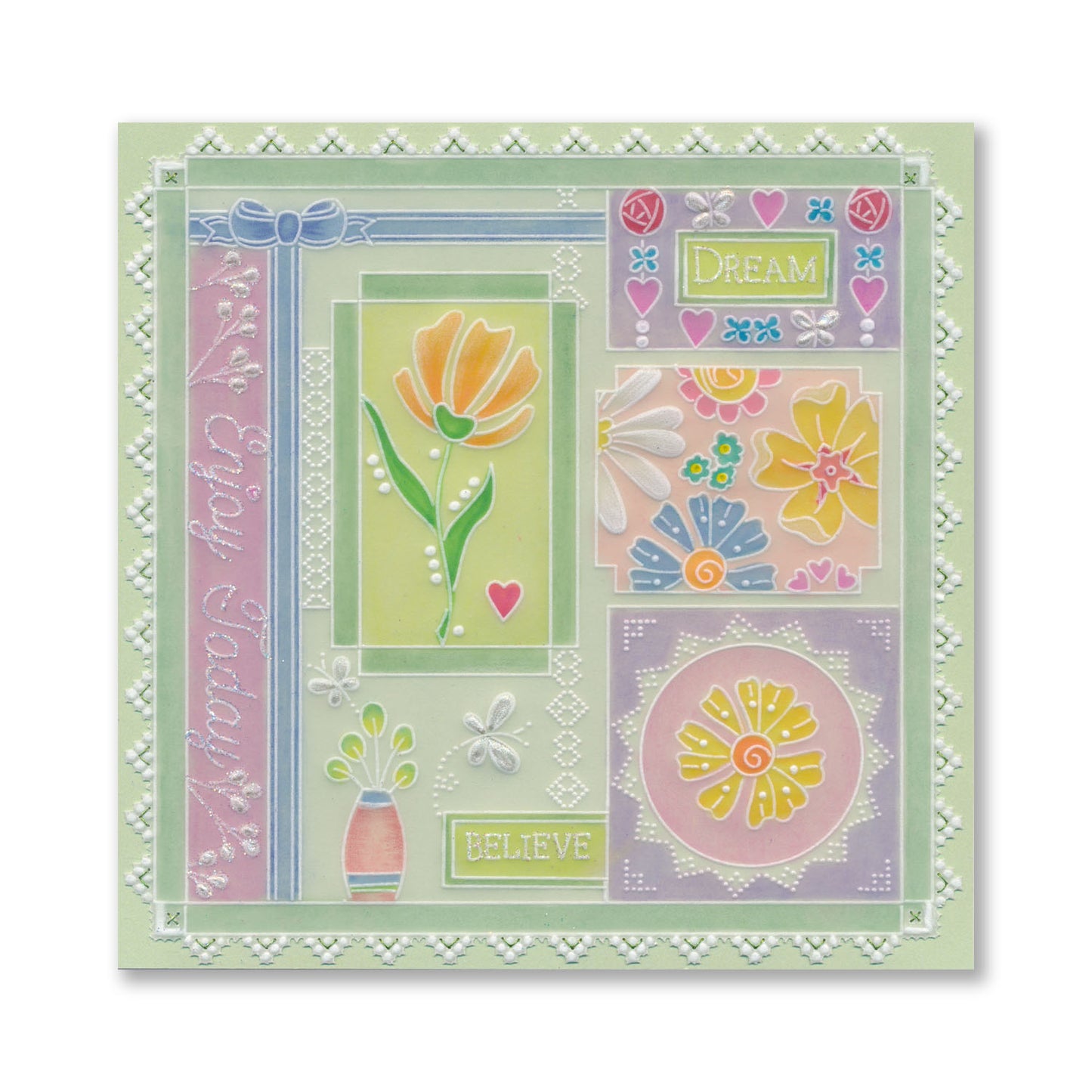 Tina's Floral Samplers A4 Groovi Plate Duo with 8x8 Rainbow River Designer Parchment