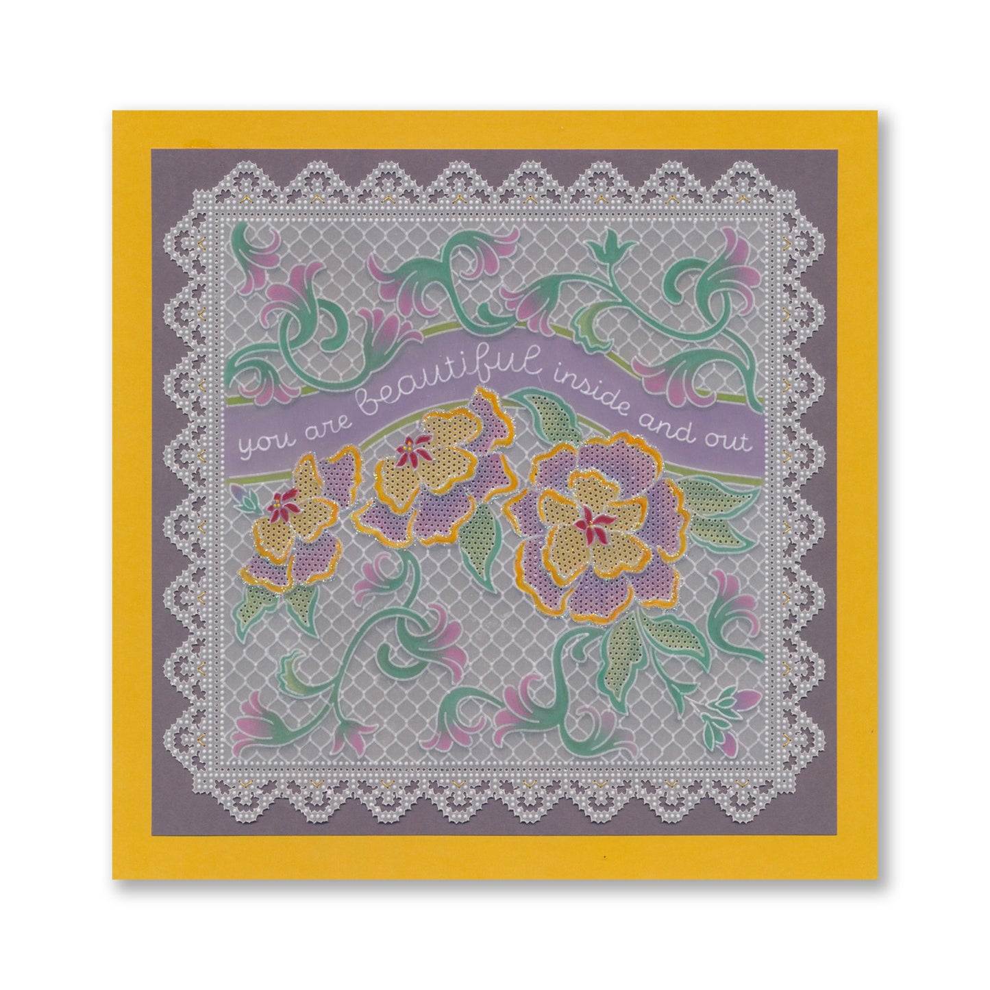 Linda's Richelieu Lace You Are Beautiful A5 Square Groovi Plate