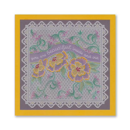 Linda's Richelieu Lace You Are Beautiful A5 Square Groovi Plate