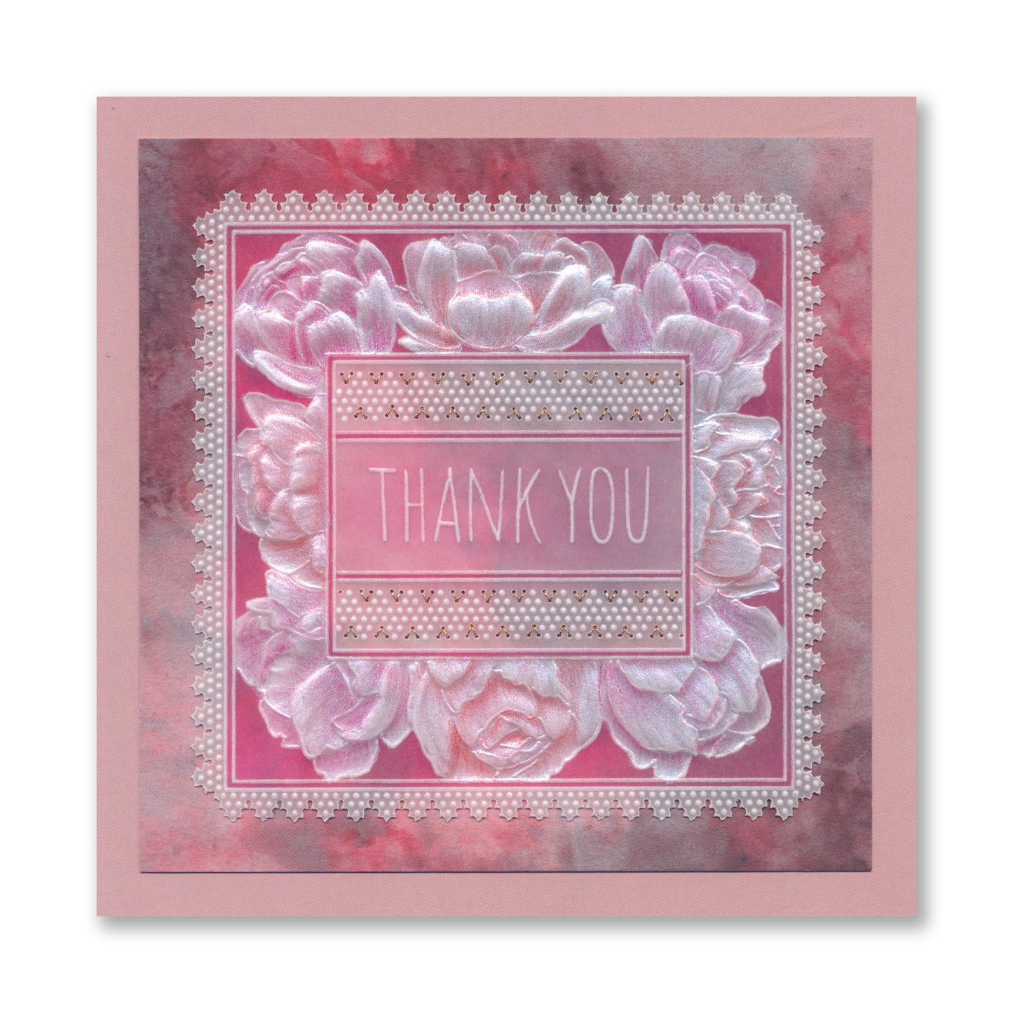 Floral Frame & Sentiments - Thank You Peonies A6 Square Groovi Plate