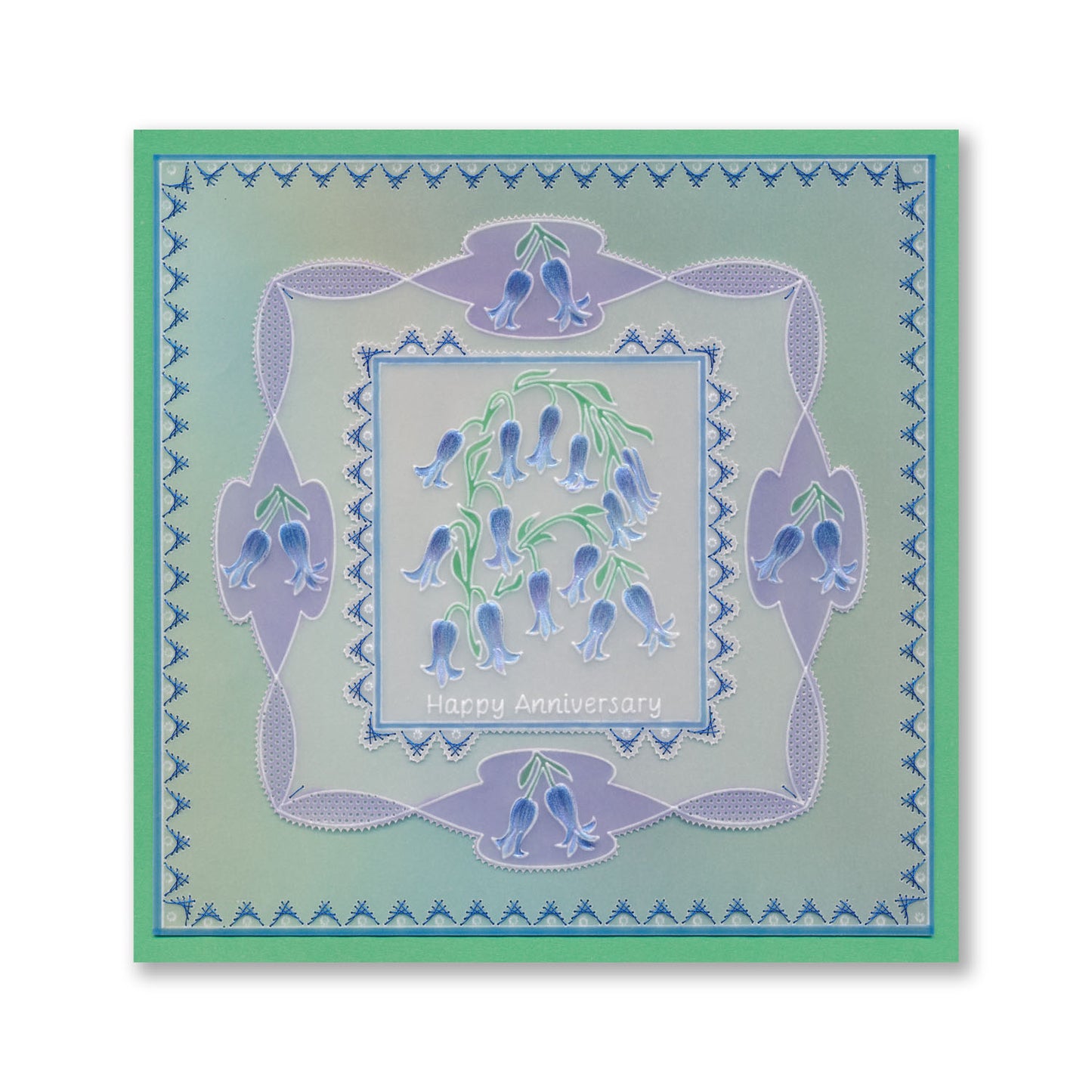 Happy Anniversary Bluebells A6 Square Groovi Plate