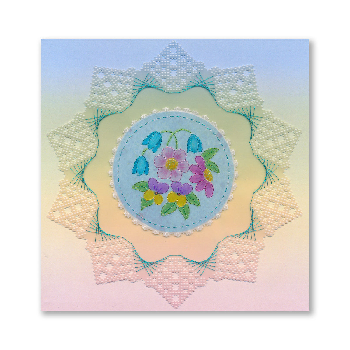 Linda's Floral Circle Applique Midi Groovi Plate