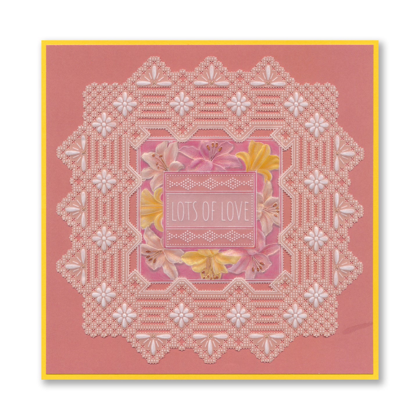 Floral Frame & Sentiments - Lots of Love Lilies A6 Square Groovi Plate