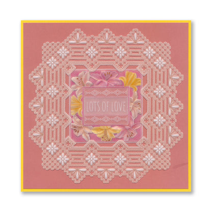 Floral Frame & Sentiments - Lots of Love Lilies A6 Square Groovi Plate