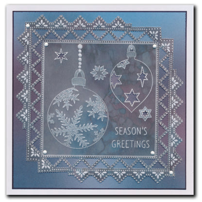 Barbara's SHAC Baubles - Merry Christmas & Season's Greetings A5 Square Groovi Plate Duo