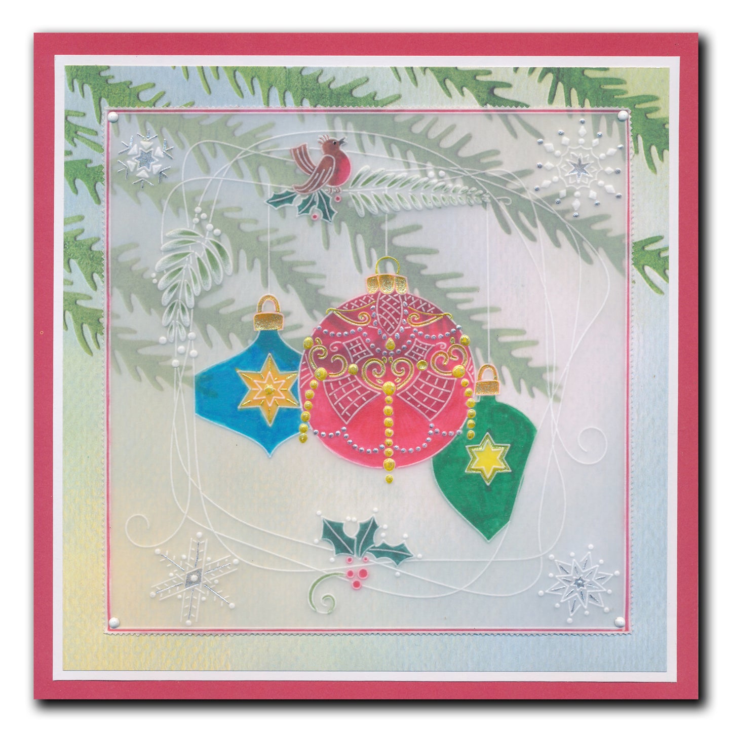 Barbara's SHAC Baubles - Merry Christmas & Season's Greetings A5 Square Groovi Plate Duo