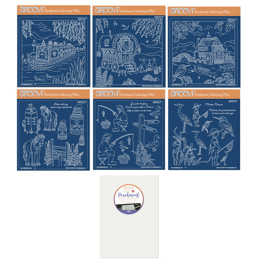 Linda's Country Scenes A5 Square Groovi Plate Collection with FREE A5 Parchment worth £10.49