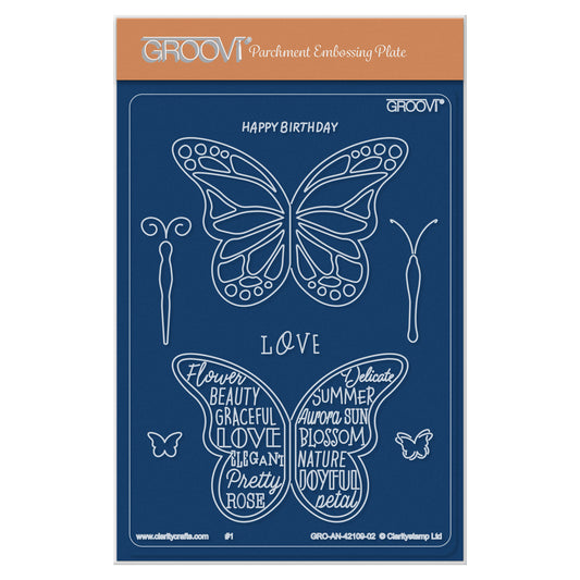 Happy Birthday Butterflies A6 Groovi Plate