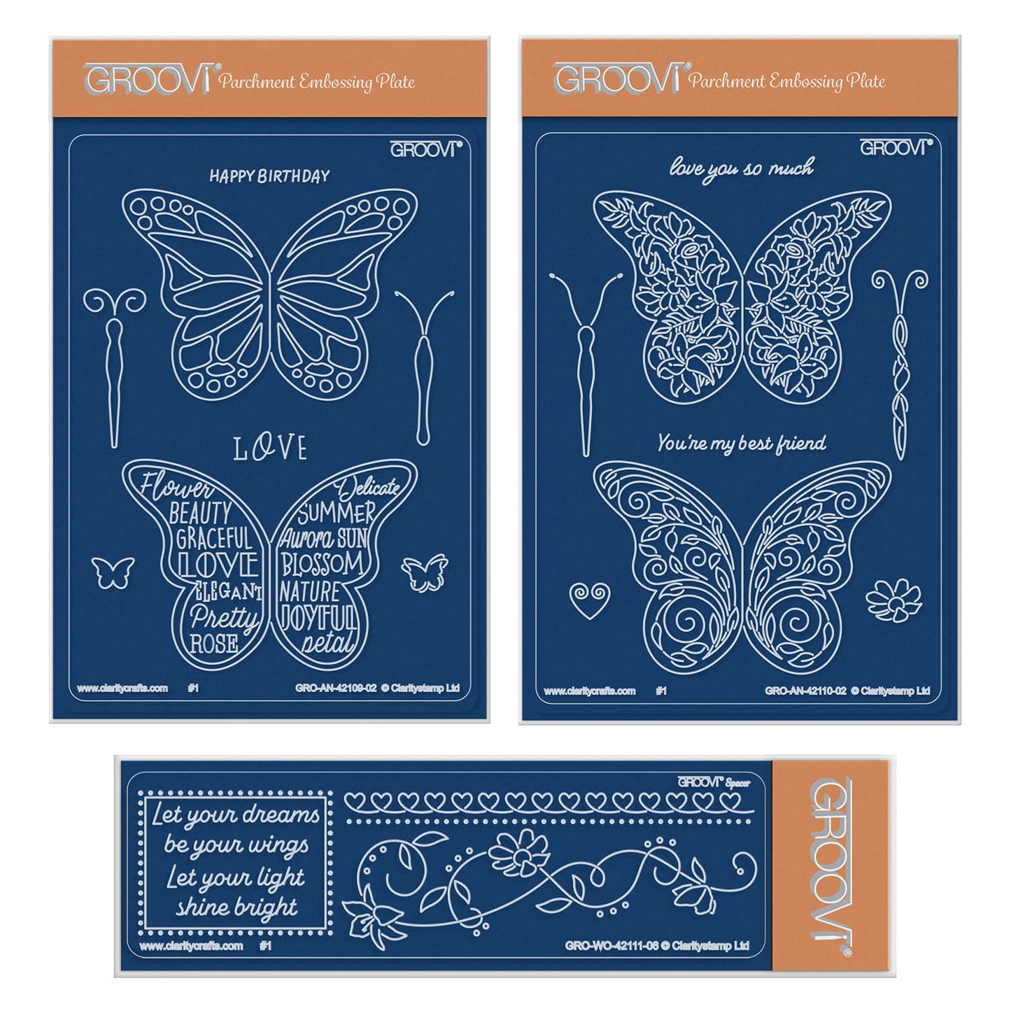 A Kaleidoscope of Small Butterflies A6 & Spacer Groovi Plate Collection