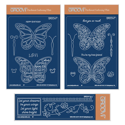 A Kaleidoscope of Small Butterflies A6 & Spacer Groovi Plate Collection