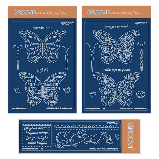 A Kaleidoscope of Small Butterflies A6 & Spacer Groovi Plate Collection