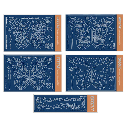 A Kaleidoscope of Large Butterflies A6 & Spacer Groovi Plate Collection
