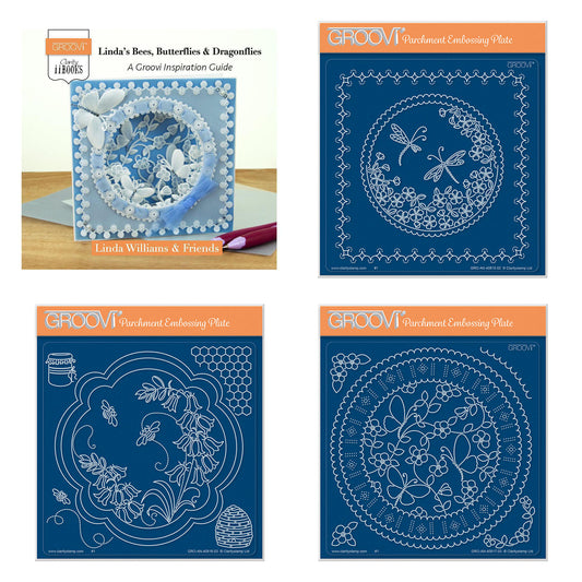 Linda's Bees, Butterflies & Dragonflies Groovi Plates & ii Book Bundle