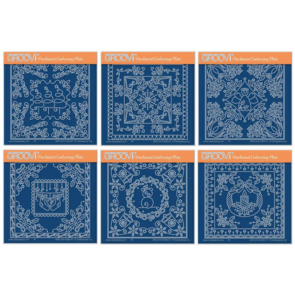 Tina's Christmas Parchlets A6 Square Groovi Plate Collection