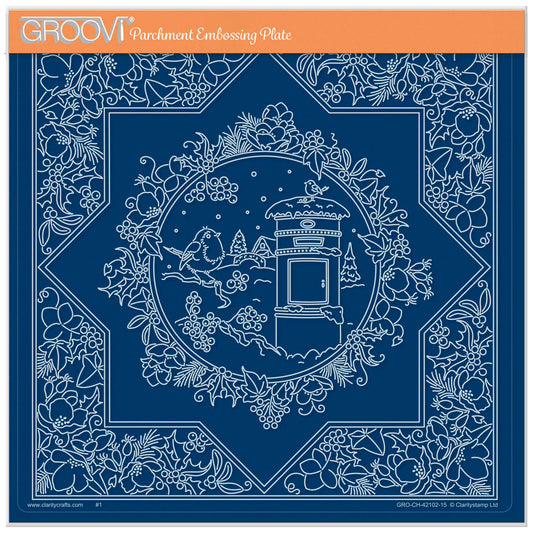 Linda's Post Box Cheer Layering Frame A4 Square Groovi Plate