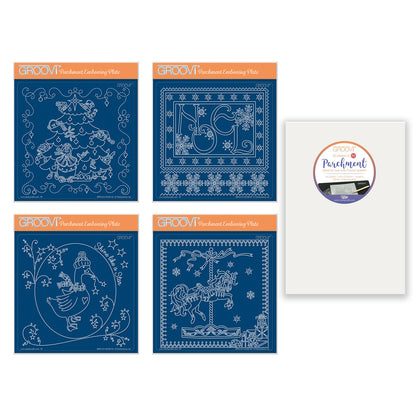 Linda's A Touch of Christmas A5 Square Groovi Plate Collection with FREE A5 Parchment Worth £10.49