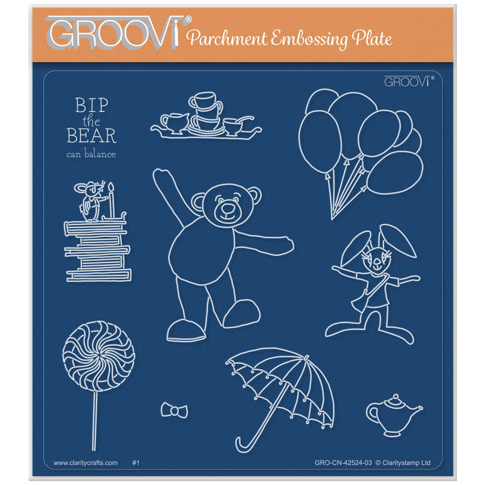 BIP the Bear Can Balance A5 Square Groovi Plate