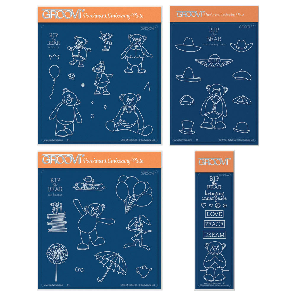 BIP the Bear Characters A5 Square, A6  & Spacer Groovi Plate Collection
