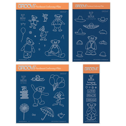 BIP the Bear Characters A5 Square, A6  & Spacer Groovi Plate Collection