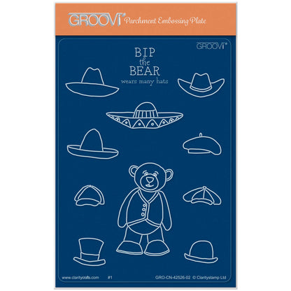 BIP the Bear Wears Many Hats A6 Groovi Plate