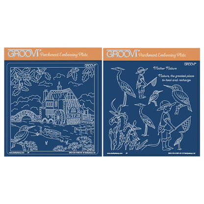 Linda's The Old Water Mill & Accessories A5 Square Groovi Plate Duo