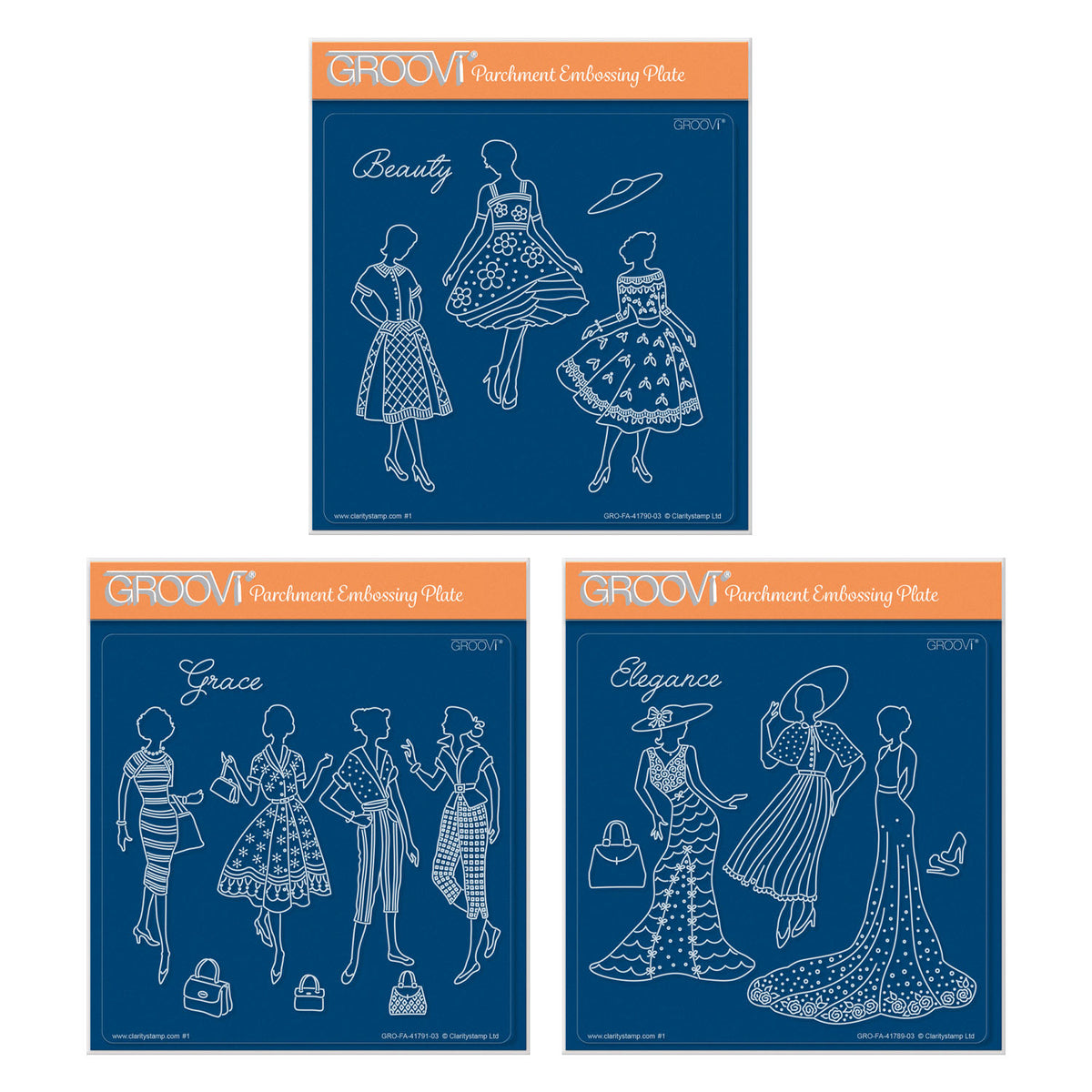 Barbara's Elegant Ladies A5 Square Groovi Plate Trio