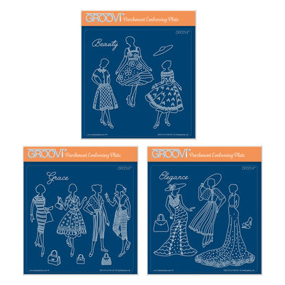 Barbara's Elegant Ladies A5 Square Groovi Plate Trio