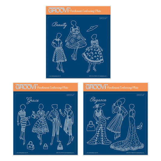 Barbara's Elegant Ladies A5 Square Groovi Plate Trio
